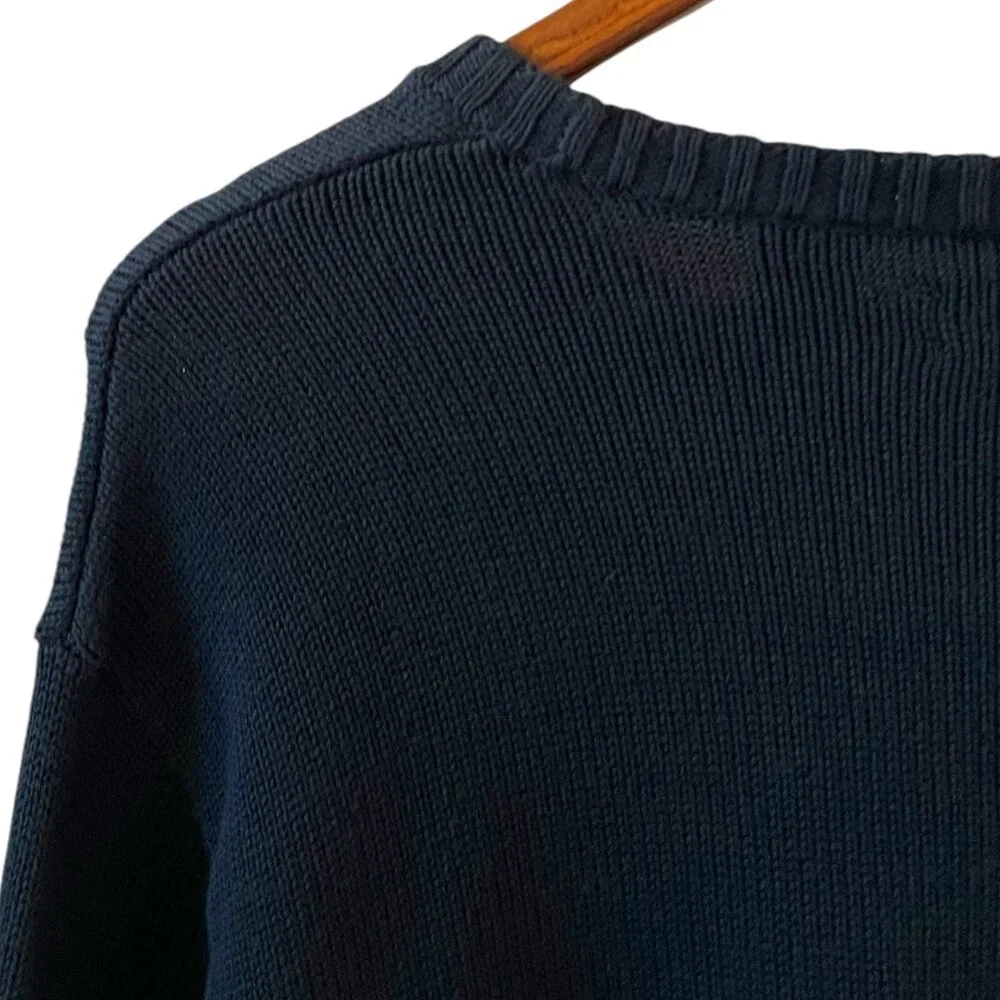 Chaps Navy Crewneck Sweater with American Flag - Picture 8 of 11